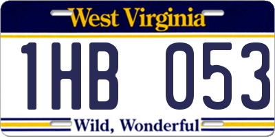 WV license plate 1HB053