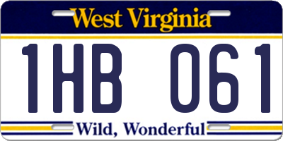 WV license plate 1HB061