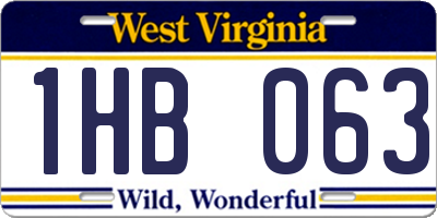WV license plate 1HB063