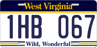 WV license plate 1HB067