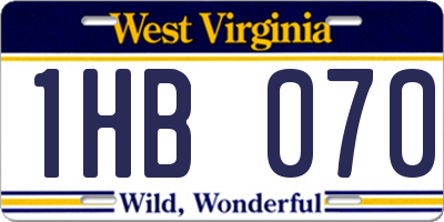 WV license plate 1HB070