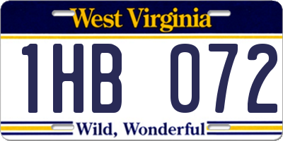 WV license plate 1HB072