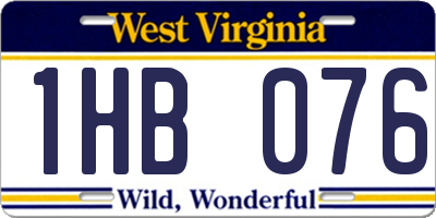 WV license plate 1HB076