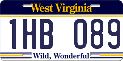 WV license plate 1HB089