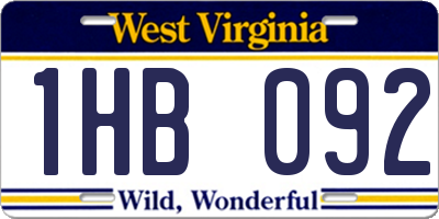 WV license plate 1HB092
