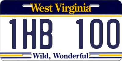 WV license plate 1HB100