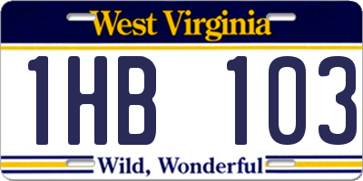 WV license plate 1HB103