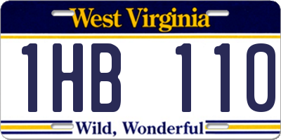 WV license plate 1HB110