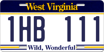 WV license plate 1HB111