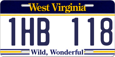 WV license plate 1HB118