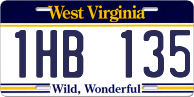 WV license plate 1HB135