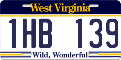 WV license plate 1HB139
