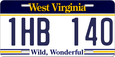 WV license plate 1HB140