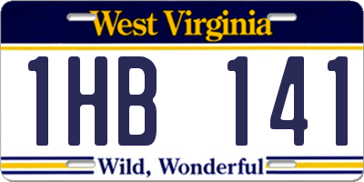 WV license plate 1HB141