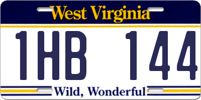 WV license plate 1HB144