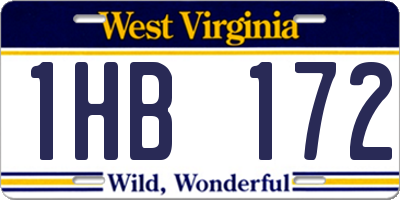 WV license plate 1HB172