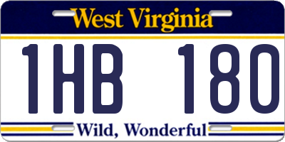 WV license plate 1HB180