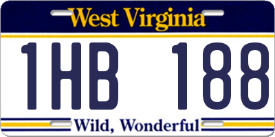 WV license plate 1HB188