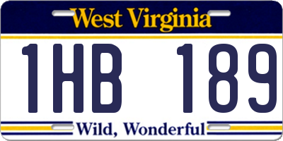 WV license plate 1HB189