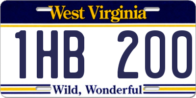 WV license plate 1HB200