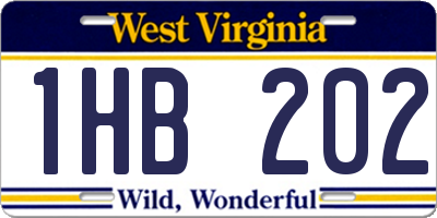 WV license plate 1HB202