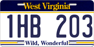 WV license plate 1HB203