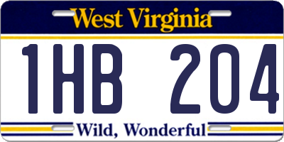 WV license plate 1HB204