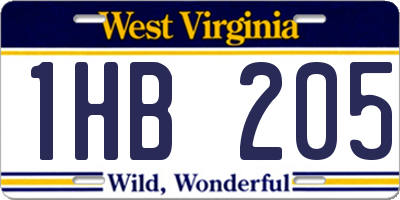 WV license plate 1HB205