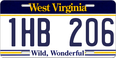 WV license plate 1HB206