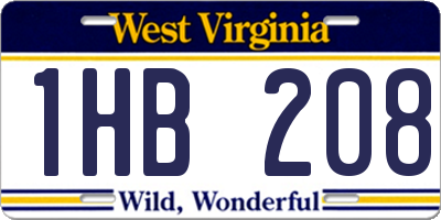 WV license plate 1HB208