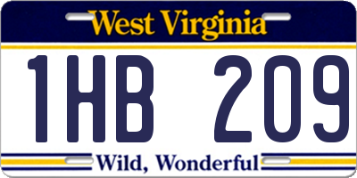 WV license plate 1HB209