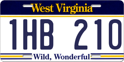 WV license plate 1HB210