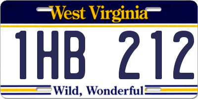 WV license plate 1HB212