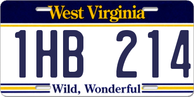 WV license plate 1HB214