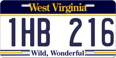 WV license plate 1HB216