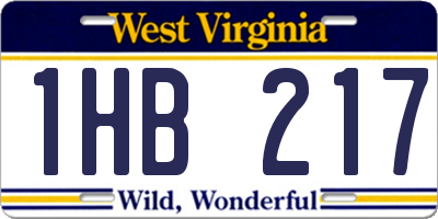 WV license plate 1HB217