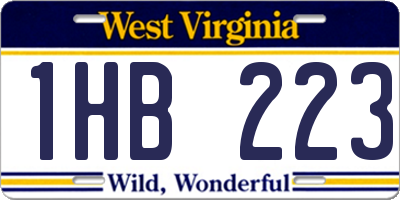 WV license plate 1HB223