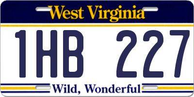 WV license plate 1HB227
