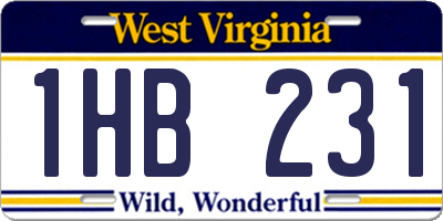 WV license plate 1HB231