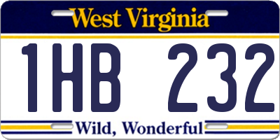 WV license plate 1HB232