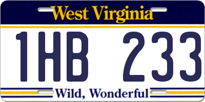 WV license plate 1HB233