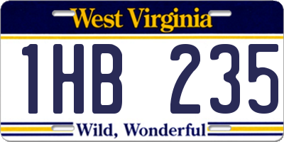 WV license plate 1HB235