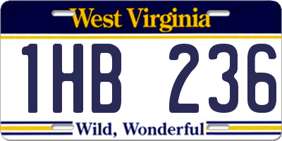 WV license plate 1HB236