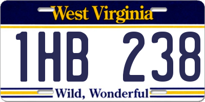 WV license plate 1HB238