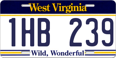 WV license plate 1HB239