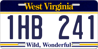 WV license plate 1HB241
