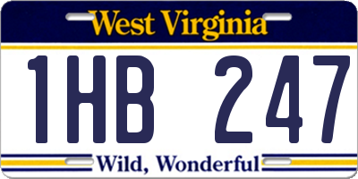WV license plate 1HB247