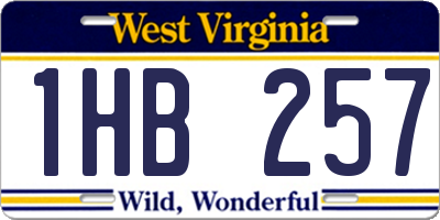 WV license plate 1HB257