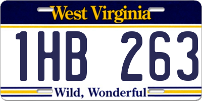 WV license plate 1HB263