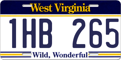 WV license plate 1HB265